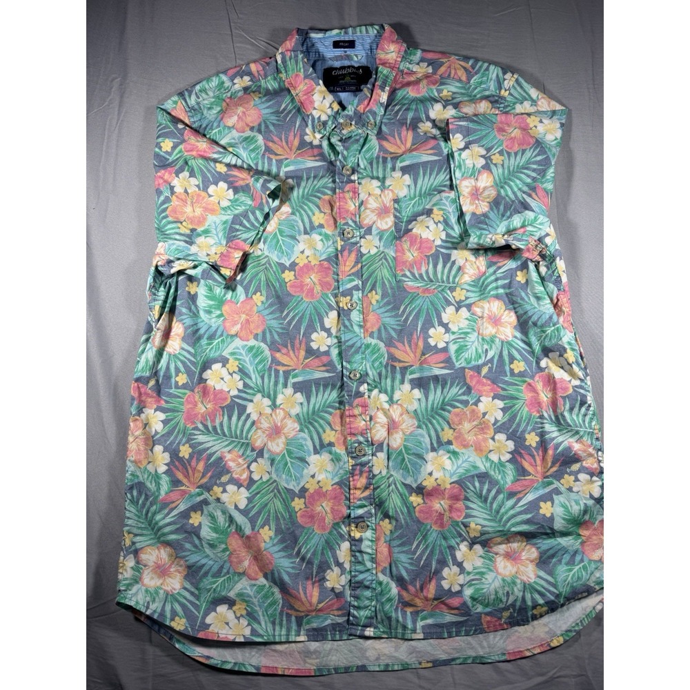 Chubbies Men's Floral Print Short Sleeve Button Up Hawaiian Shirt Size XL
